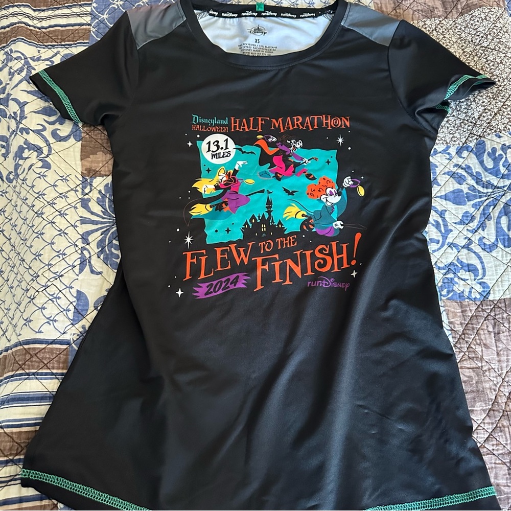 Disney Black Half Marathon Tee with Colorful Graphic